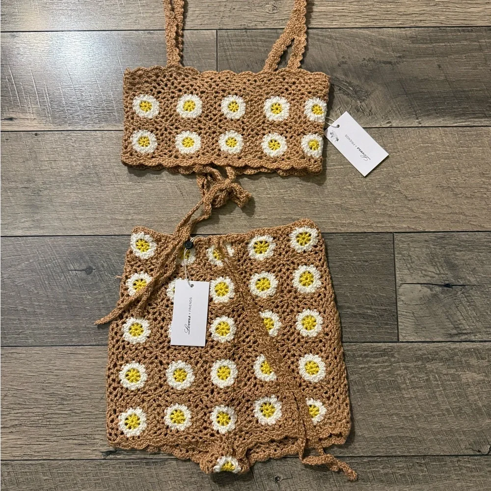 NWT Revolve Lovers + Friends Crochet Daisy Two Piece Set - Picture 2 of 6